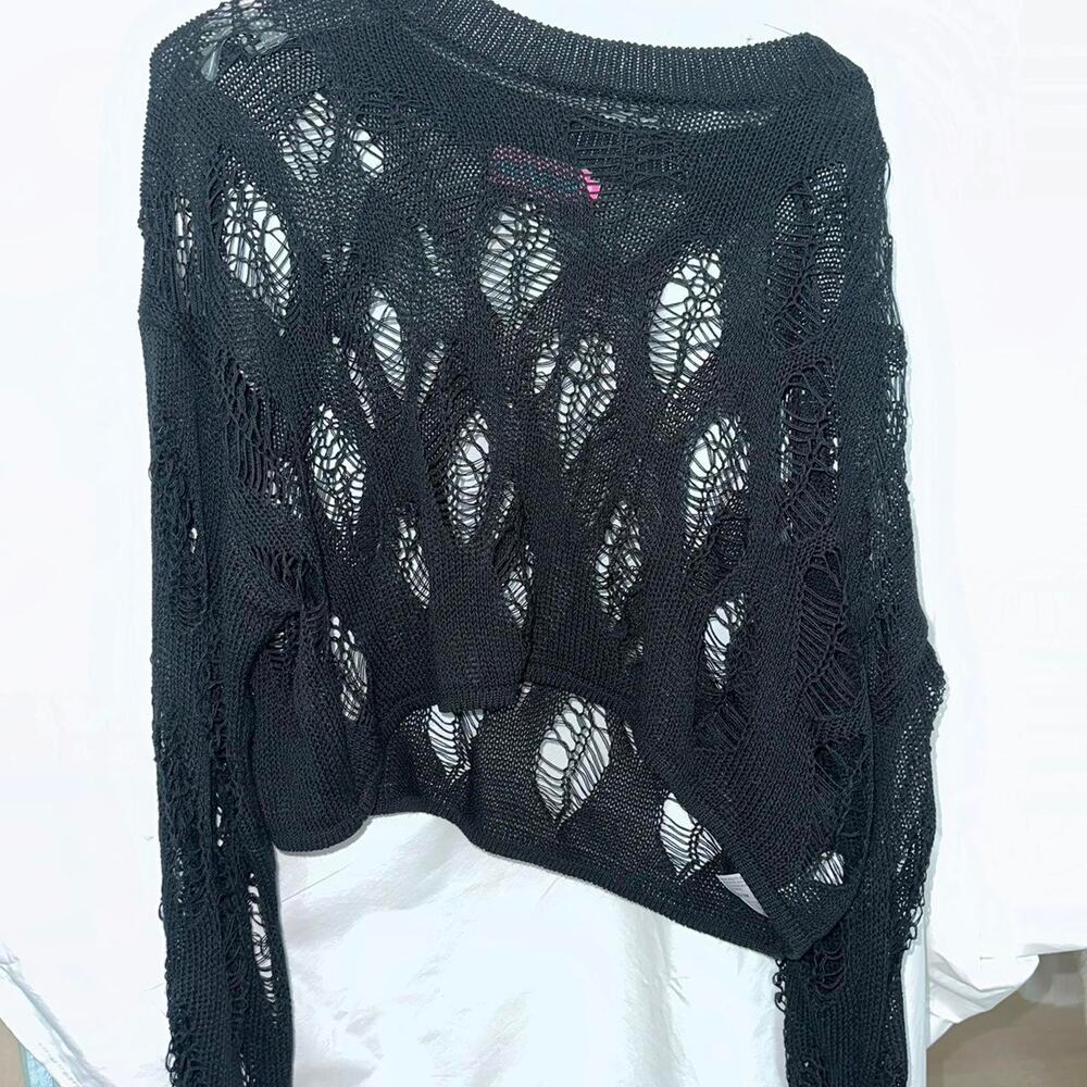 Black Knit Cropped Sweater